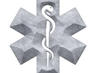 caduceus cross in concrete.