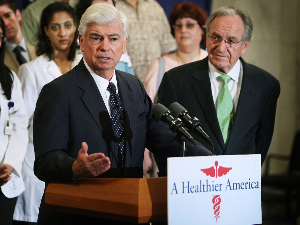 Senators Dodd and Harkin talk health care in June.