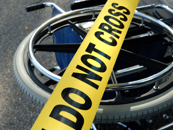 Wheel chair crime scene
