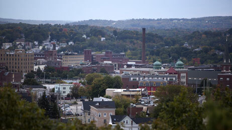 A view of downtown Lewiston, Maine.
