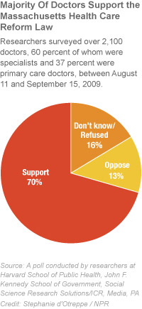 Pie chart showing Massachusetts doctors support health overhaul.