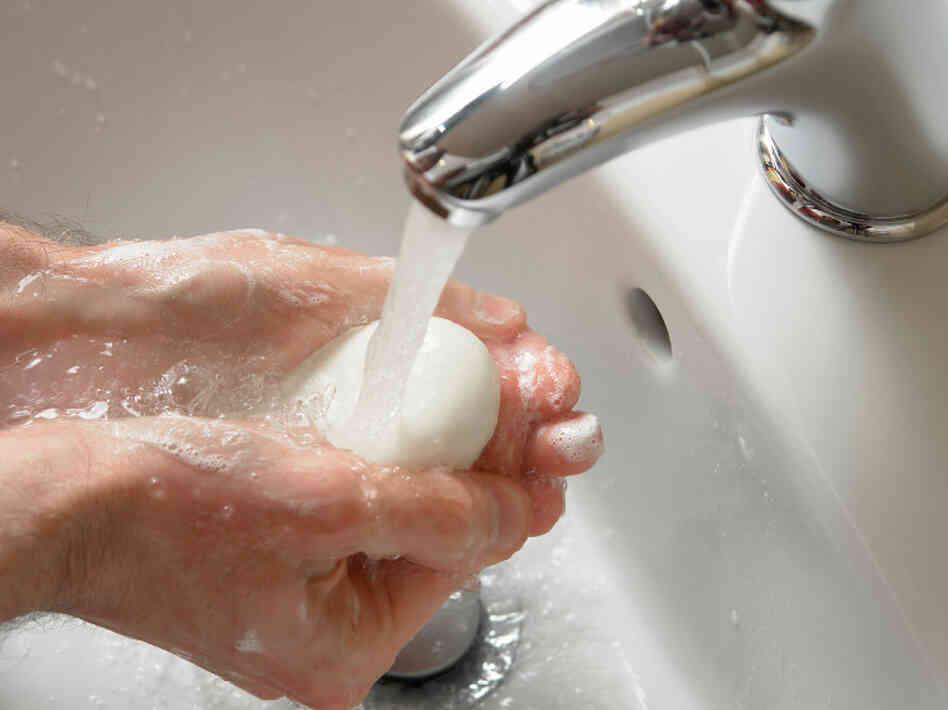 Handwashing with soap. Handwashing with soap.