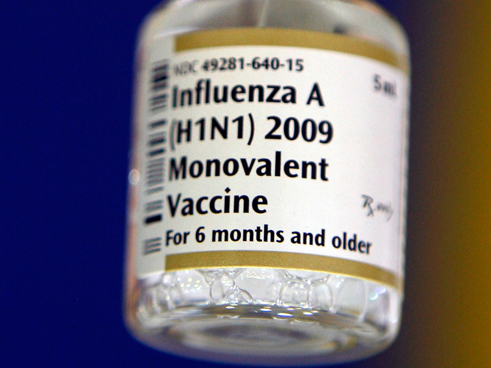  A vial of swine flu vaccine, which remains very hard to come by.