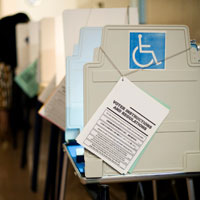  A Los Angeles polling station in 2008.