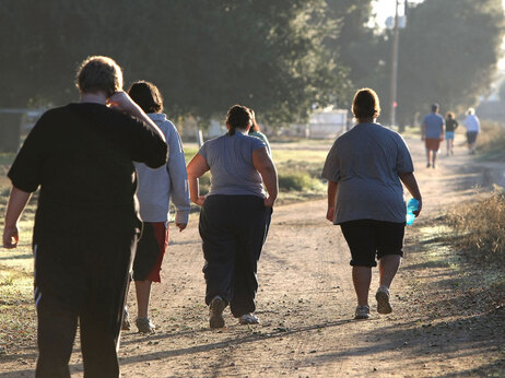 Overweight young people exercise.
