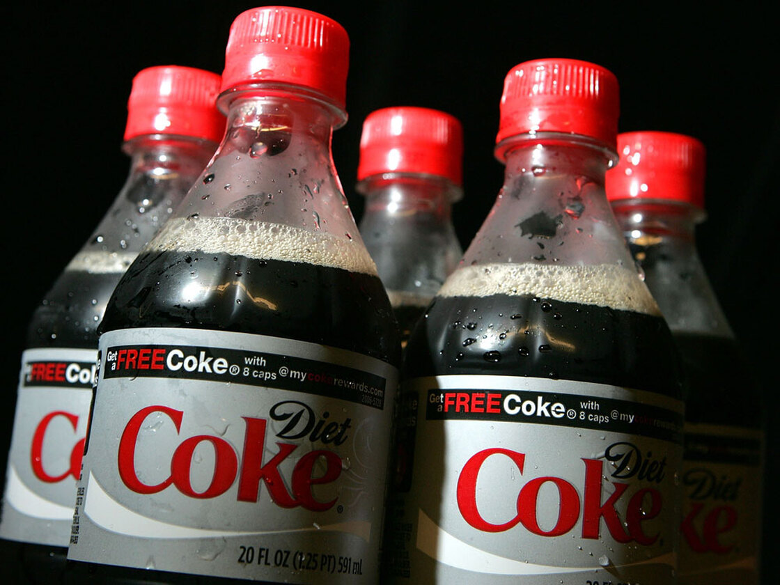Bottles of Diet Coke.