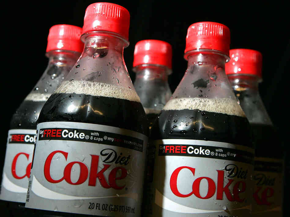 Bottles of Diet Coke.