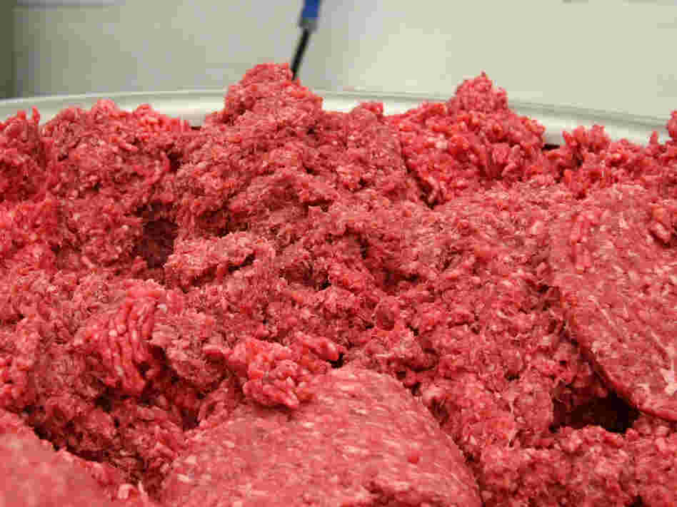 A vat of ground beef.