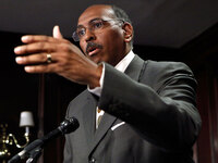 Republican National Committee Chairman Michael Steele at a post-election news conference in Washington.