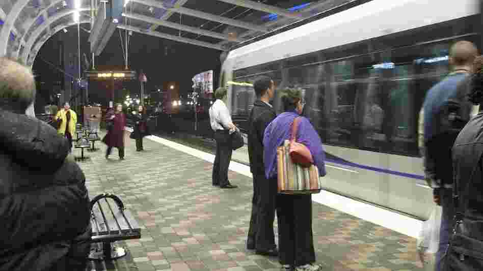 commuters waiting for train in Charlotte, NC commuters waiting for train in Charlotte, NC