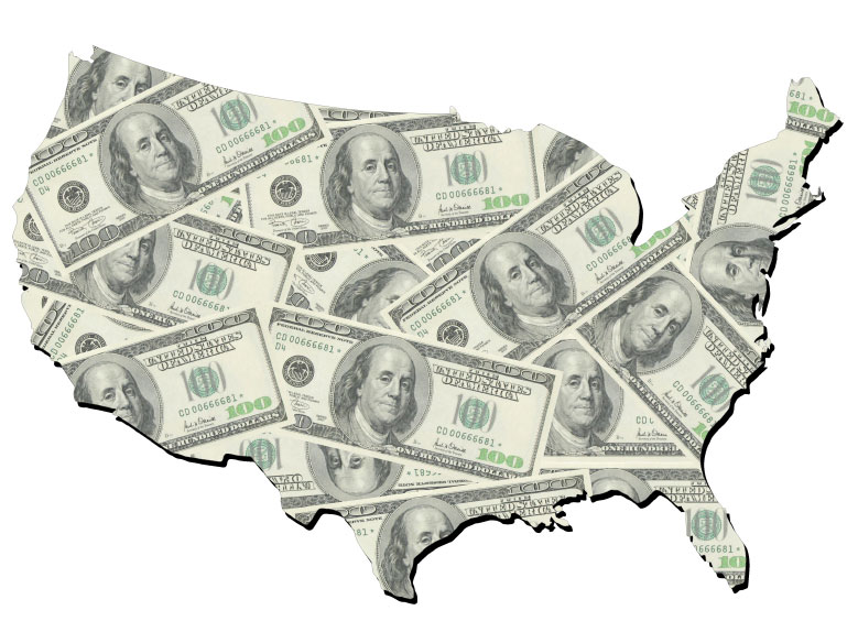 Money map of the U.S.