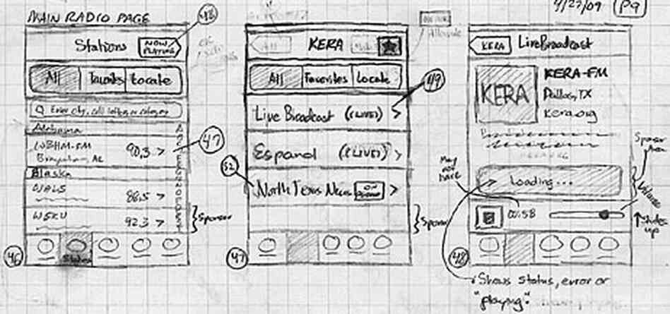 pencil sketch of NPR News iPhone app. pencil sketch of NPR News iPhone app.