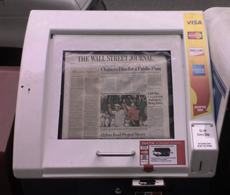 Buy your newspaper with a credit card