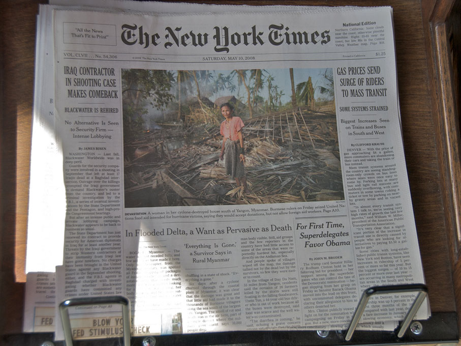Front page of NY Times