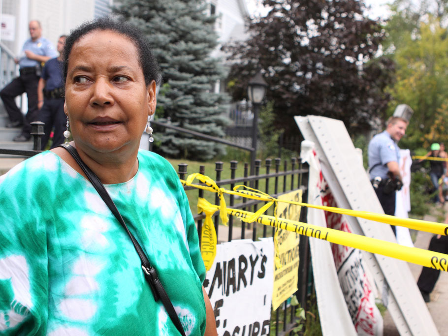 outside a foreclosed home.