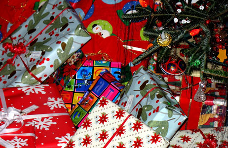 Presents under a Christmas tree
