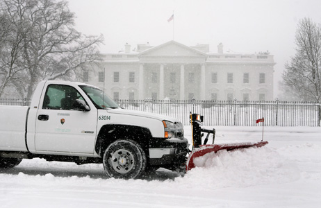 A plow in front of the White House.