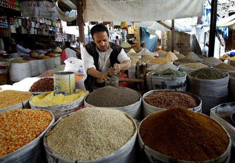 A spice vendor in Yemeni