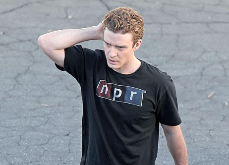 Justin Timberlake in an NPR t-shirt