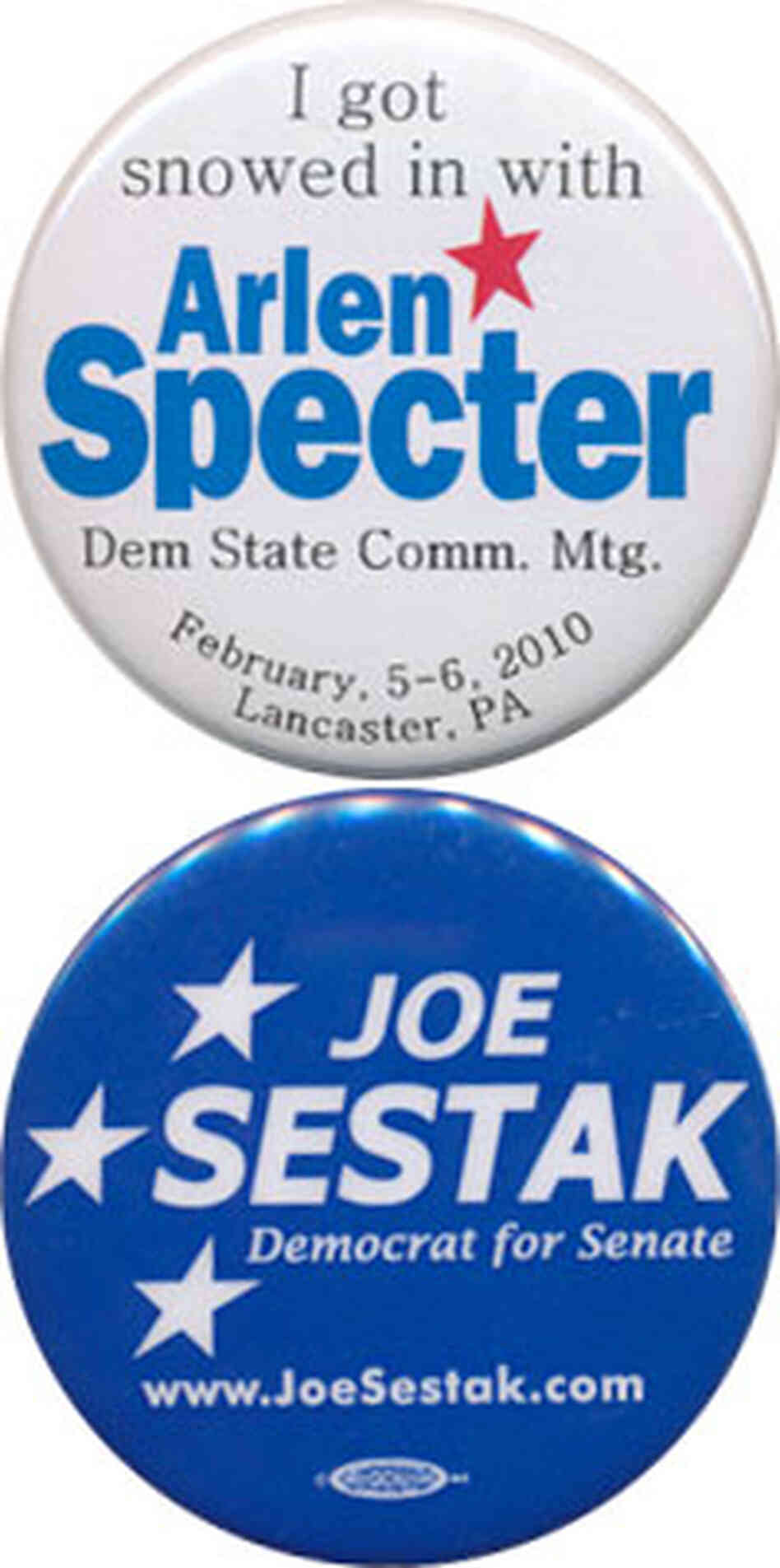 Specter and Sestak buttons Specter and Sestak buttons