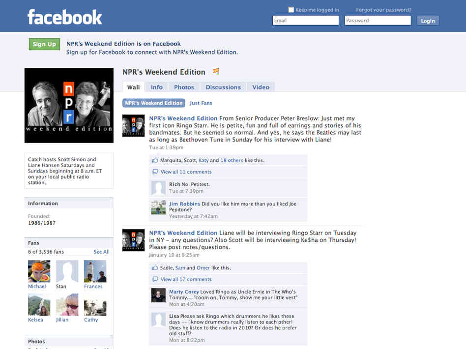Weekend Edition's Facebook page.