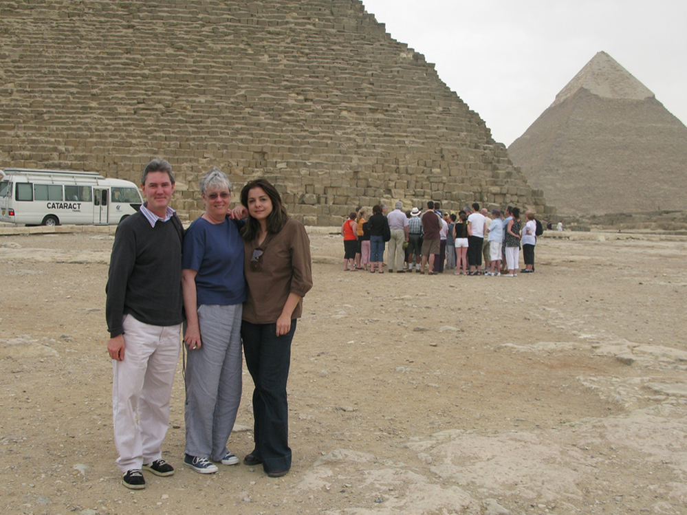 Senior Producer Ned Wharton, Host Liane Hansen, and Davar Ardalan on assignment in Egypt.