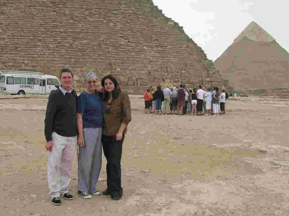Senior Producer Ned Wharton, Host Liane Hansen, and Davar Ardalan on assignment in Egypt.