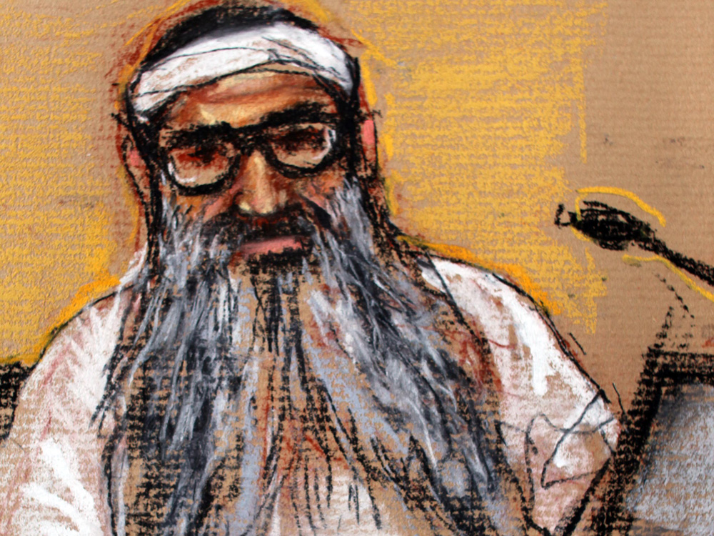 Courtroom sketch of Khalid Sheikh Mohammed.