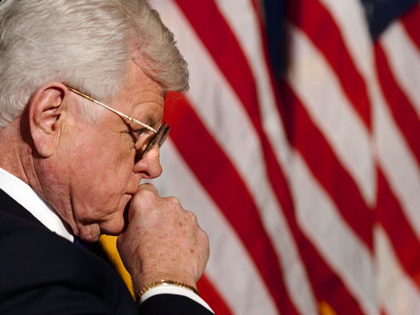 Ted Kennedy in profile.