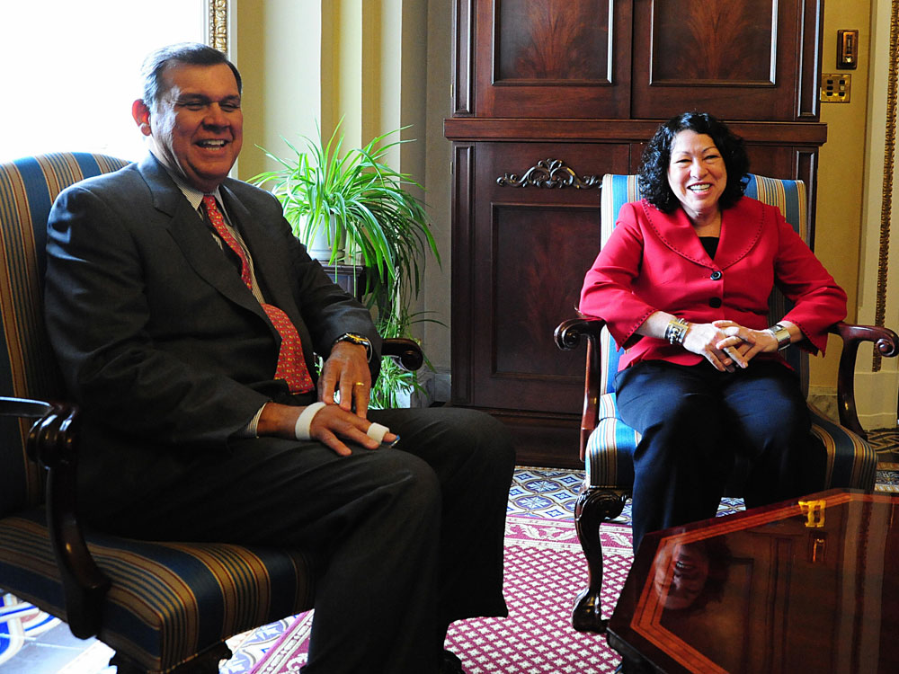 US Supreme Court nominee Sonia Sotomayor meets with Sen. Mel Martinez, R-FL, on Capitol Hill on June 9 2009 in Washington, DC. (Karen Bleier/AFP/Getty Images)