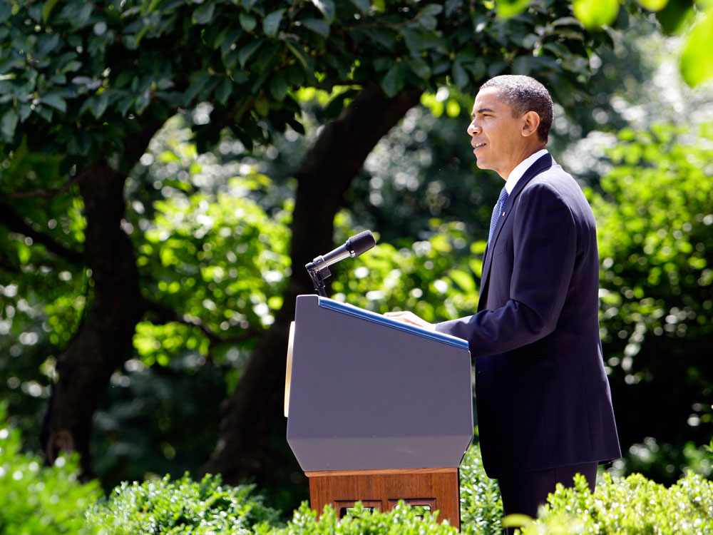 Obama in Rose Garden.