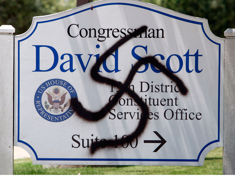 Swastika on Rep. Scott sign.