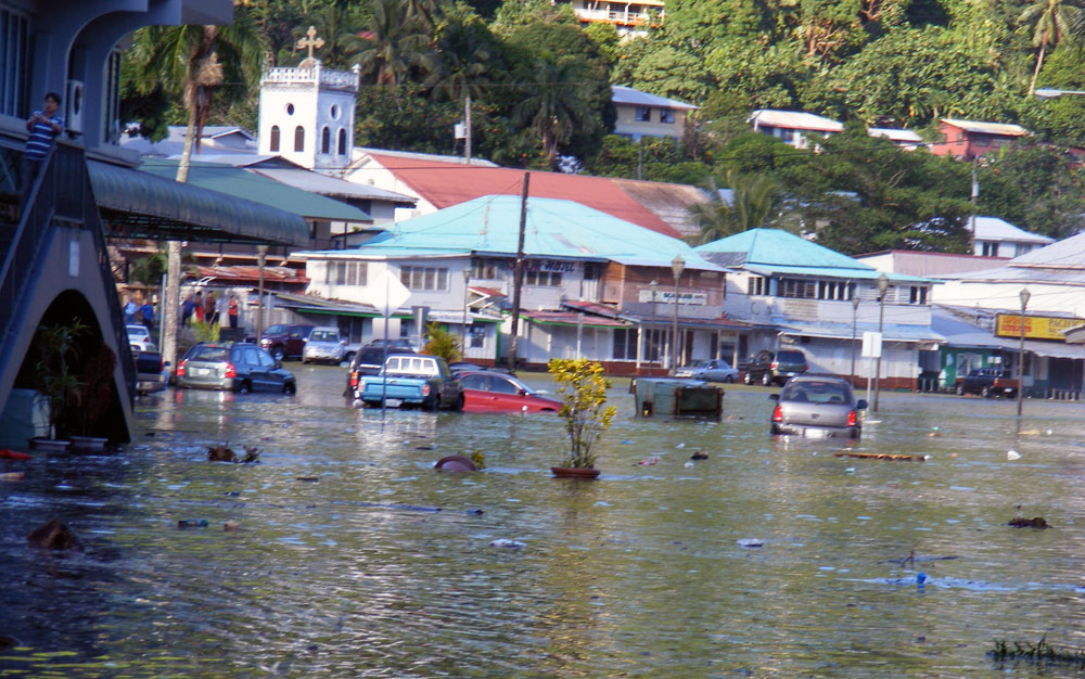 Flooded American Samoan downtown.