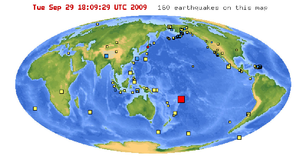 American Samoa earthquake map.