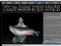 Sean Konrad and his potentially record rainbow trout. (fishinggeeks.net)