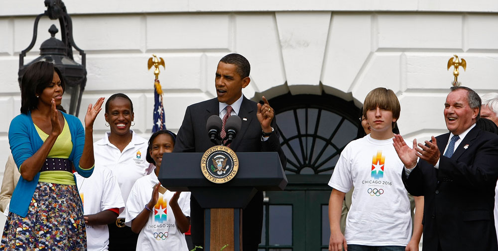 President Obama at White House Olympic event.