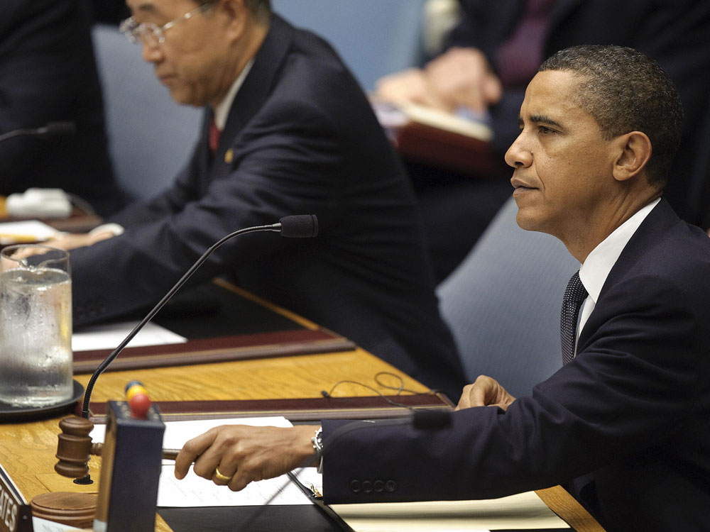 President Barack Obama chairs the United Nations Security Council during the United Nations General Assembly at UN Headquarters in New York, September 24, 2009. (Jim Watson/AFP/Getty Images) 
