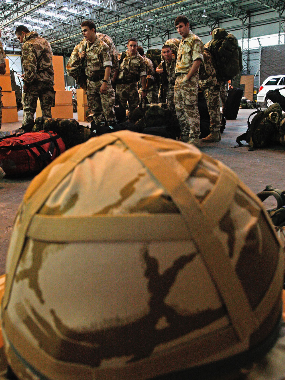 Some of the eighty Royal Marines of Zulu company 45 Commando prepare to leave their base RM Condor for six months tour in Afghanistan, on October 2, 2008 in Arbroath, Scotland.  (Photo by Jeff J Mitchell/Getty Images) 