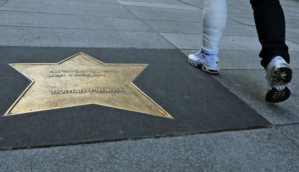 Roman Polanski sidewalk star in Poland.
