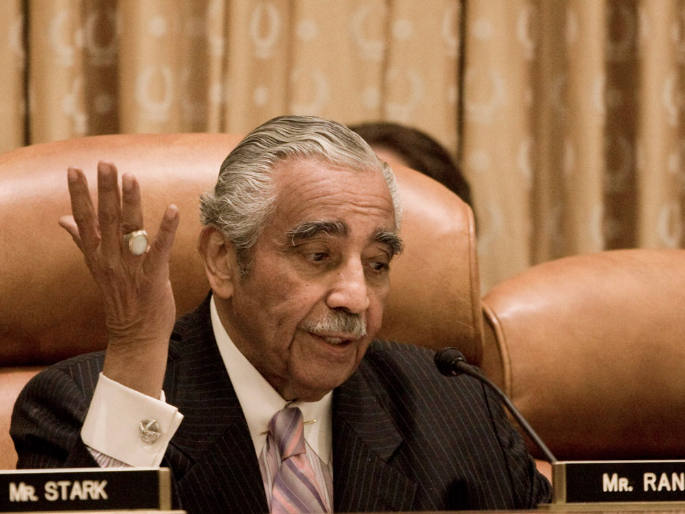 House Ways and Means Committee Chairman Rep. Charles Rangel, D-N.Y., gestures during a hearing of the committee on Capitol Hill in Washington, Thursday, Oct. 15, 2009. (AP Photo/Harry Hamburg)