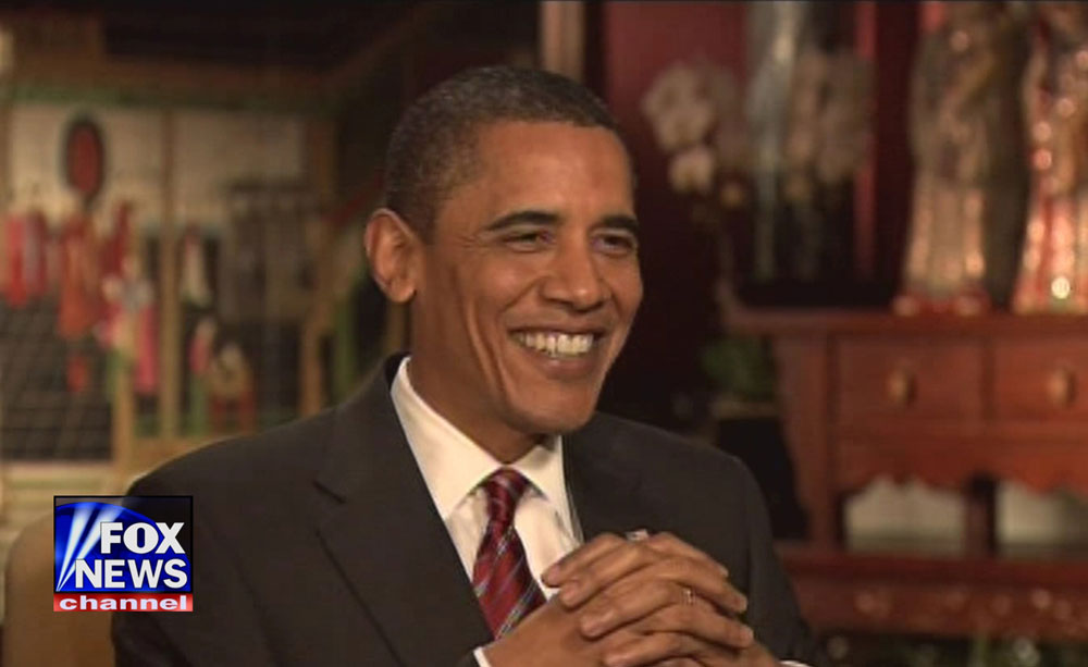 President Barack Obama during an interview with Fox News Channel's Major Garrett, Nov. 18, 2009. Courtesy of Fox News.
