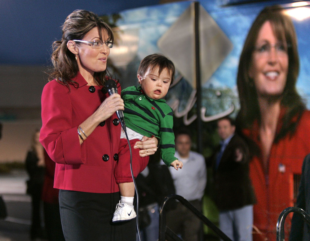 Sarah Palin with Trig.