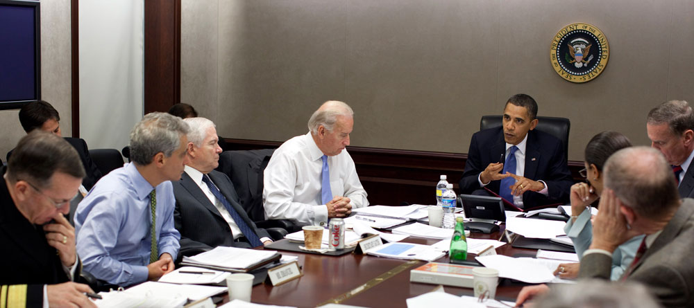 In this image released by the White House, President Barack Obama meets with his national security team to discuss Afghanistan in Situation Room of the White House in Washington, Tuesday, Nov. 11, 2009. (AP Photo/The White House, Pete Souza)