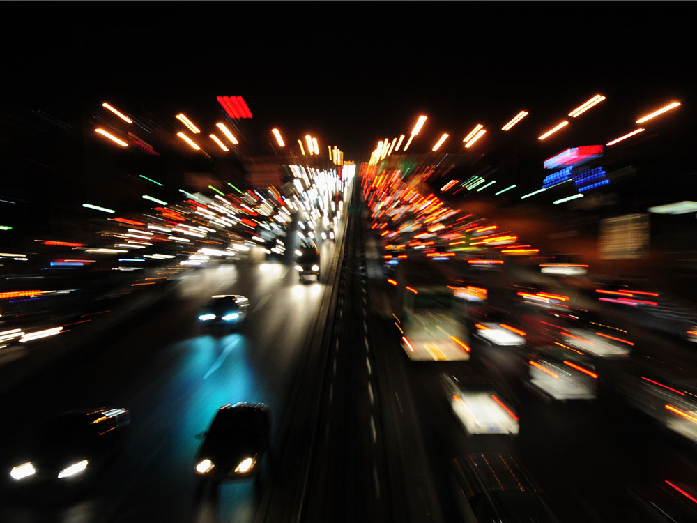 Traffic flows during evening rush hour traffic in Beijing on December 18, 2009. (Photo by Frederic J. Brown/AFP/Getty Images) 