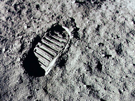 A footpring left behind by the Apollo 11 astronauts. (Photo by NASA/Newsmakers)