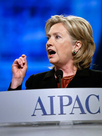 Secretary of State Hillary Rodham Clinton speaks during the 2010 American Israel Public Affairs Committee (AIPAC) conference March 22, 2010 in Washington, DC. (Photo by Brendan Smialowski/Getty Images)