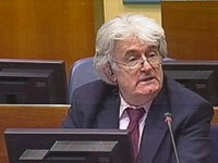 Image taken from International Criminal Tribunal for the former Yugoslavia (ICTY) TV camera, showing Former Bosnian Serb leader Radovan Karadzic as he gives his opening statement on Monday, March 1, 2010, at the U.N. war crimes tribunal for the former Yugoslavia. (Associated Press)