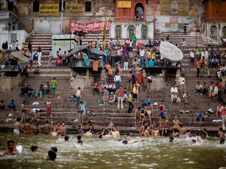 Morning bathers in the Ganges River; Varanasi, India.(Kainaz Amaria for NPR)