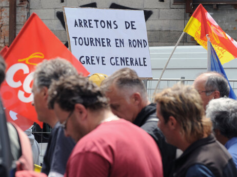 Workers on strike in Toulouse, France