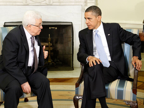 Barack Obama and Mahmoud Abbas.